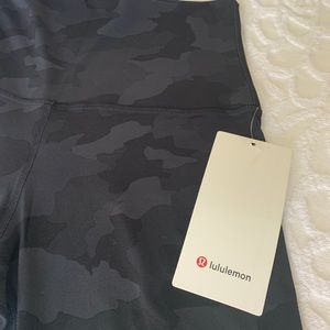 NWT Lululemon Align SHR 10” Bike shorts in black and grey camo Size 8